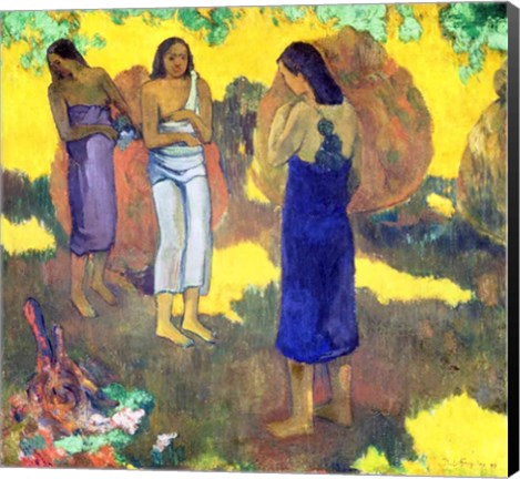 Framed Three Tahitian Women against a Yellow Background, 1899 Print