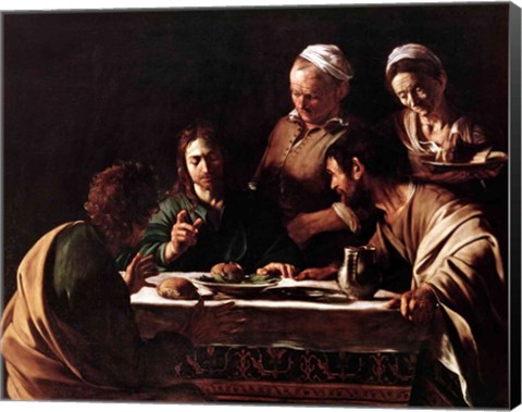Framed Supper at Emmaus, 1606 Print