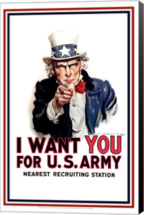 Framed Uncle Sam  - I Want You Print