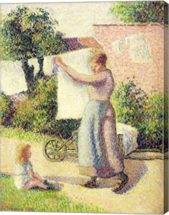 Framed Woman Hanging up the Washing, 1887 Print
