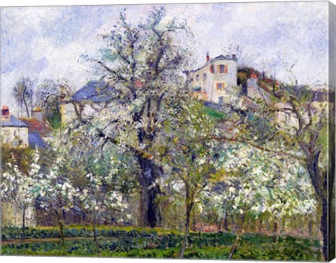 Framed Vegetable Garden with Trees in Blossom, Spring, Pontoise, 1877 Print