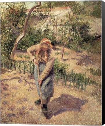 Framed Woman Digging in an Orchard, 1882 Print