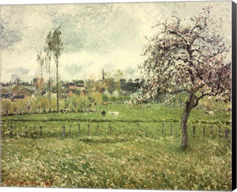Framed Meadow at Eragny, 1885 Print
