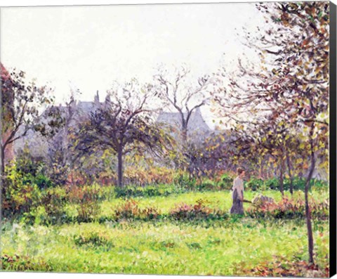 Framed Morning Sun, Autumn, Eragny, 1897 Print