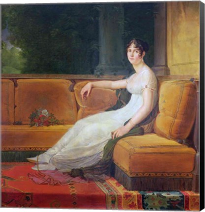 Framed Empress Josephine - yellow couch Print