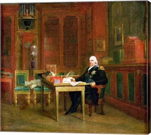 Framed Louis XVIII in his Study at the Tuileries Print