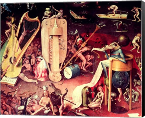Framed Garden of Earthly Delights: Hell, detail from the right wing of the triptych, c.1500 - detail Print