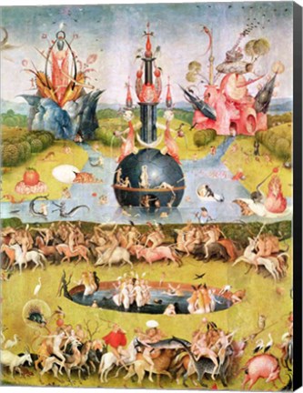 Framed Garden of Earthly Delights: Allegory of Luxury, animal central panel detail Print
