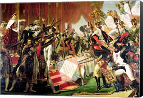 Framed Distribution of the Eagle Standards, 5th December 1804, detail of the standard bearers Print