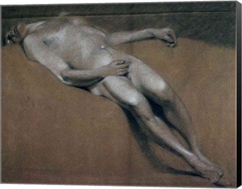 Framed Study of a recumbent male nude Print