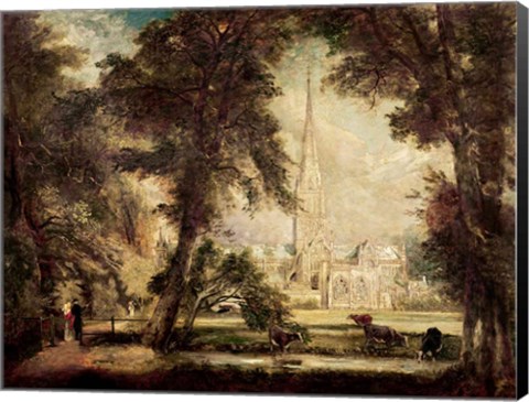 Framed Salisbury Cathedral from the Bishop&#39;s Grounds, c.1822-23 Print