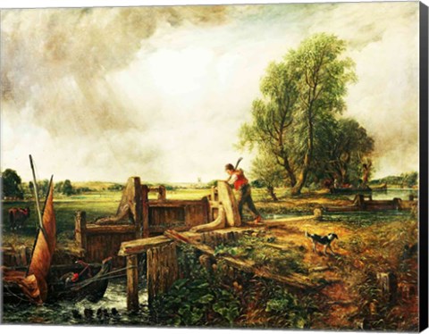 Framed Boat Passing a Lock Print