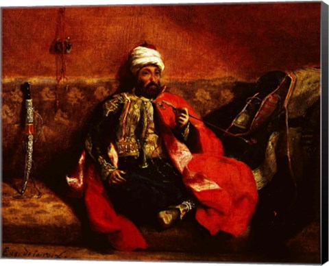 Framed Turk smoking sitting on a sofa, c.1825 Print