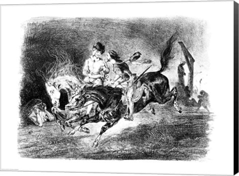 Framed Mephistopheles and Faust riding in the Night, Illustration for Faust by Goethe, 1828 Print