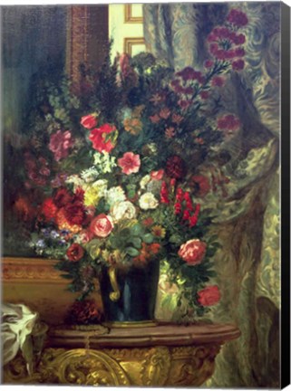 Framed Vase of Flowers on a Console Print