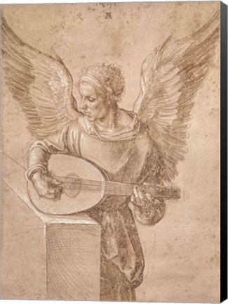 Framed Angel playing a lute, 1491 Print