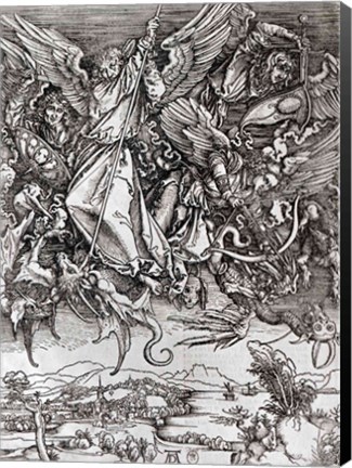 Framed St. Michael and the Dragon, from a Latin edition, 1511 Print