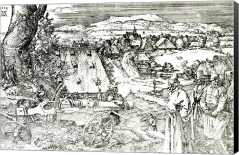 Framed Landscape with Cannon, 1518 Print