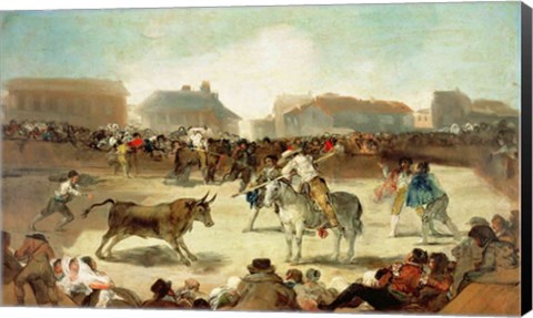 Framed Village Bullfight Print