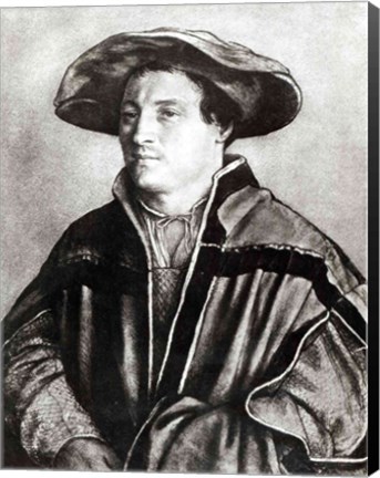 Framed Portrait of a man with a red hat, c.1530 Print