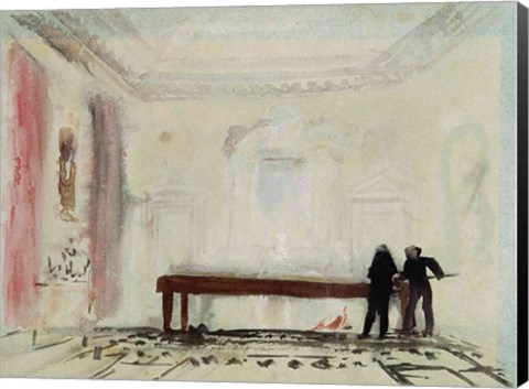 Framed Billiard players at Petworth House, 1830 Print