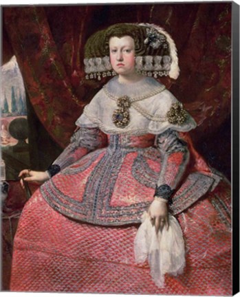 Framed Queen Maria Anna of Spain in a red dress Print