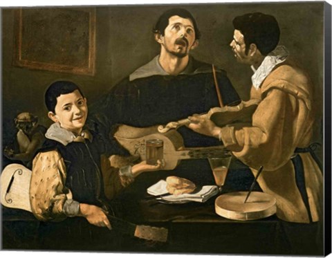 Framed Three Musicians, 1618 Print