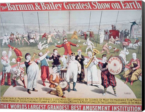 Framed Poster advertising the Barnum and Bailey Greatest Show on Earth Print