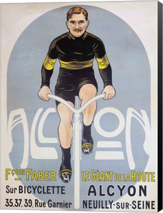 Framed Poster depicting Francois Faber on his Alcyon bicycle Print