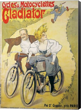 Framed Poster advertising Gladiator bicycles and motorcycles Print