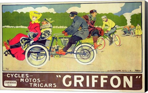 Framed Poster advertising &#39;Griffon Cycles, Motos &amp; Tricars&#39; Print