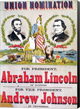 Framed Electoral campaign poster for the Union nomination with Abraham Lincoln Print