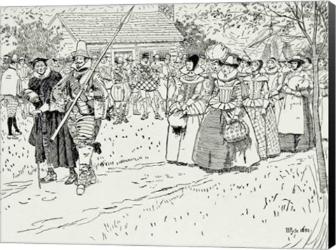 Framed Arrival of the Young Women at Jamestown Print