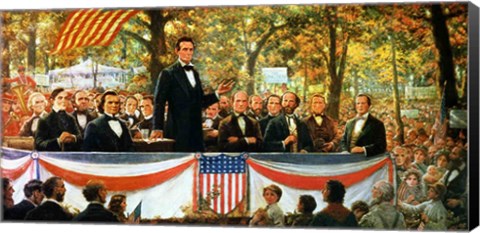 Framed Abraham Lincoln and Stephen A. Douglas debating at Charleston Print