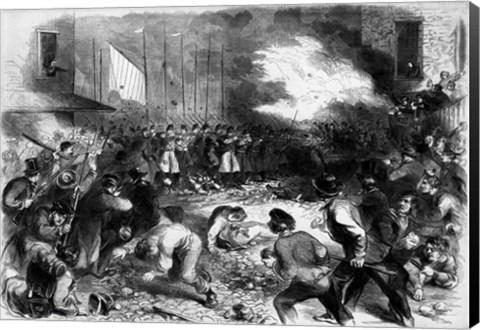 Framed Sixth Regiment of the Massachusetts Volunteers Firing into the Mob on Pratt Street Print