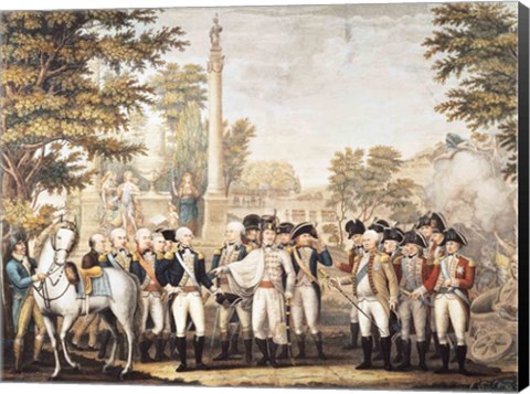 Framed British Surrendering to General Washington after their Defeat at Yorktown Print