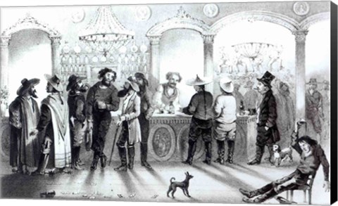 Framed Bar of a Gambling Saloon Print