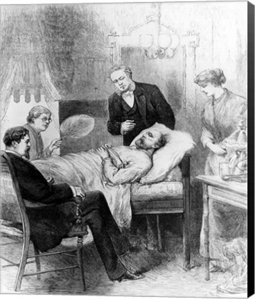 Framed President Garfield Lying Wounded in his Room at the White House, Washingto Print