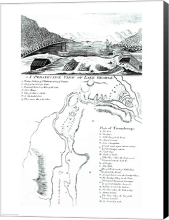Framed Perspective View of Lake George and a Plan of Ticonderoga Print