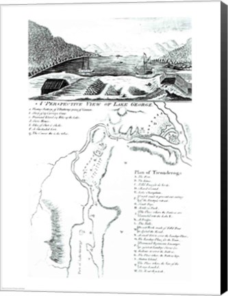 Framed Perspective View of Lake George and a Plan of Ticonderoga Print
