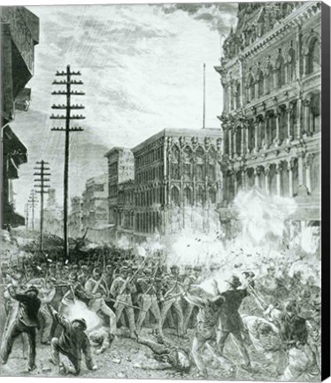 Framed Great Strike: The Sixth Maryland Regiment Fighting Its Way Through Baltimore Print