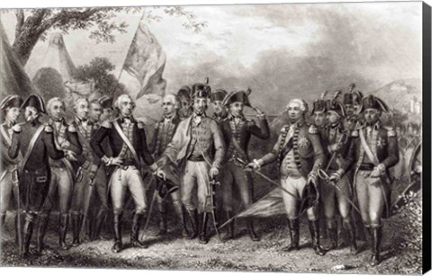 Framed British Surrendering their Arms to General Washington Print