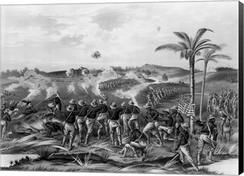 Framed &#39;How the Day was Won&#39;, Charge of the Tenth Cavalry Regiment at San Juan Hill, Santiago, Cuba Print