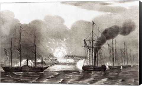 Framed Naval Bombardment of Vera Cruz Print