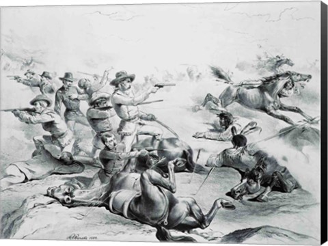 Framed Last Battle of General Custer Print