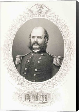 Framed Major General Ambrose Everett Burnside Print