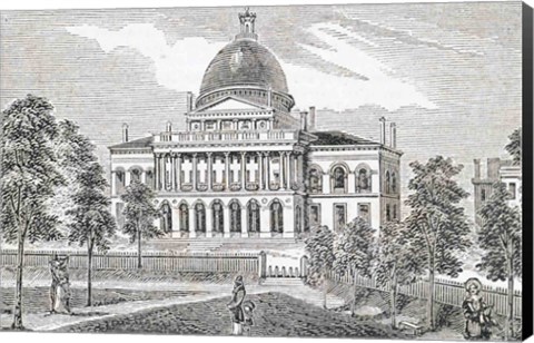 Framed Southern view of the State House in Boston Print