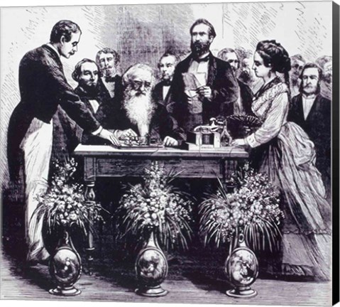 Framed Professor Samuel Finley Breese Morse Explaining the Function of his Invention Print