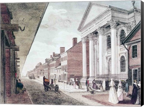 Framed High street with the first Presbyterian Church, Philadelphia, 1799 Print