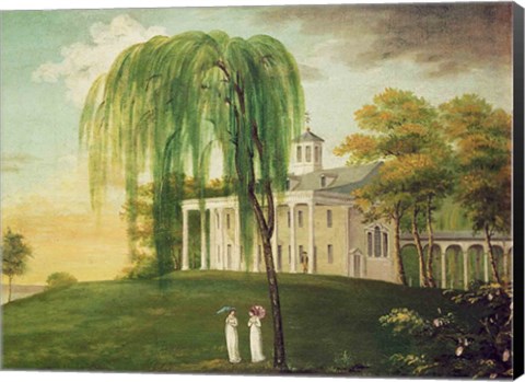 Framed President George Washington on the porch of his house at Mount Vernon Print